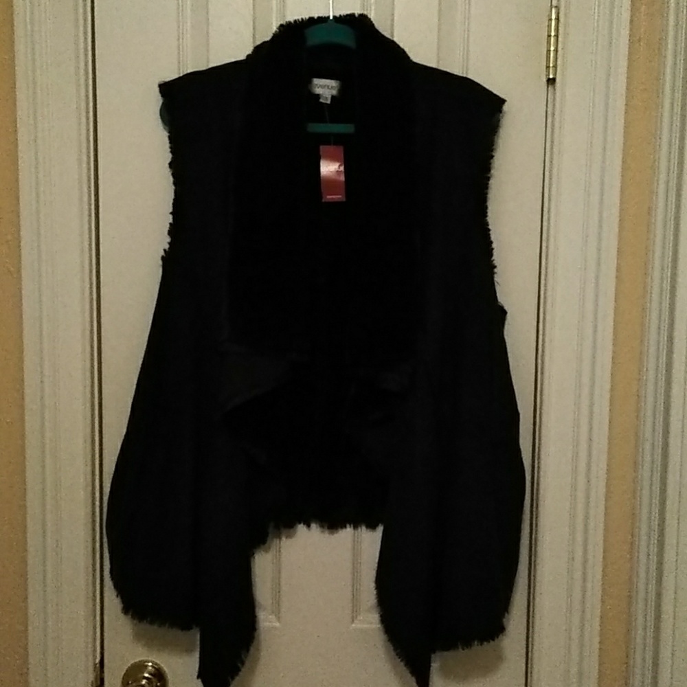 NWT Faux Suade & Fur Vest